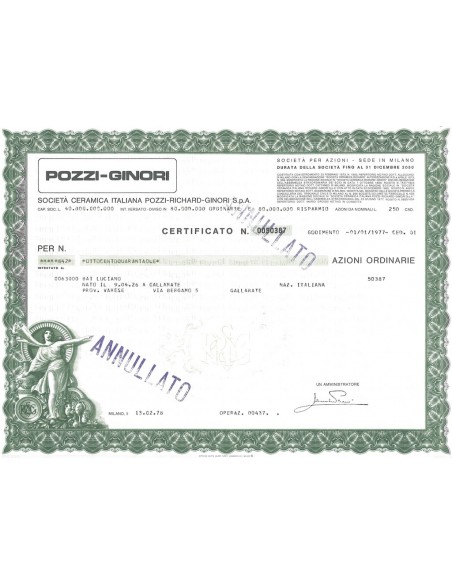 POZZI-GINORI 842 AZIONI - MILANO 1978