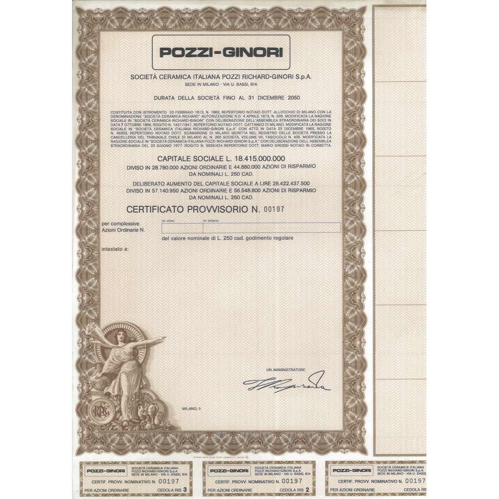 POZZI-GINORI CERTIFICATO PROVVISORIO VARIANTE 2 MILANO