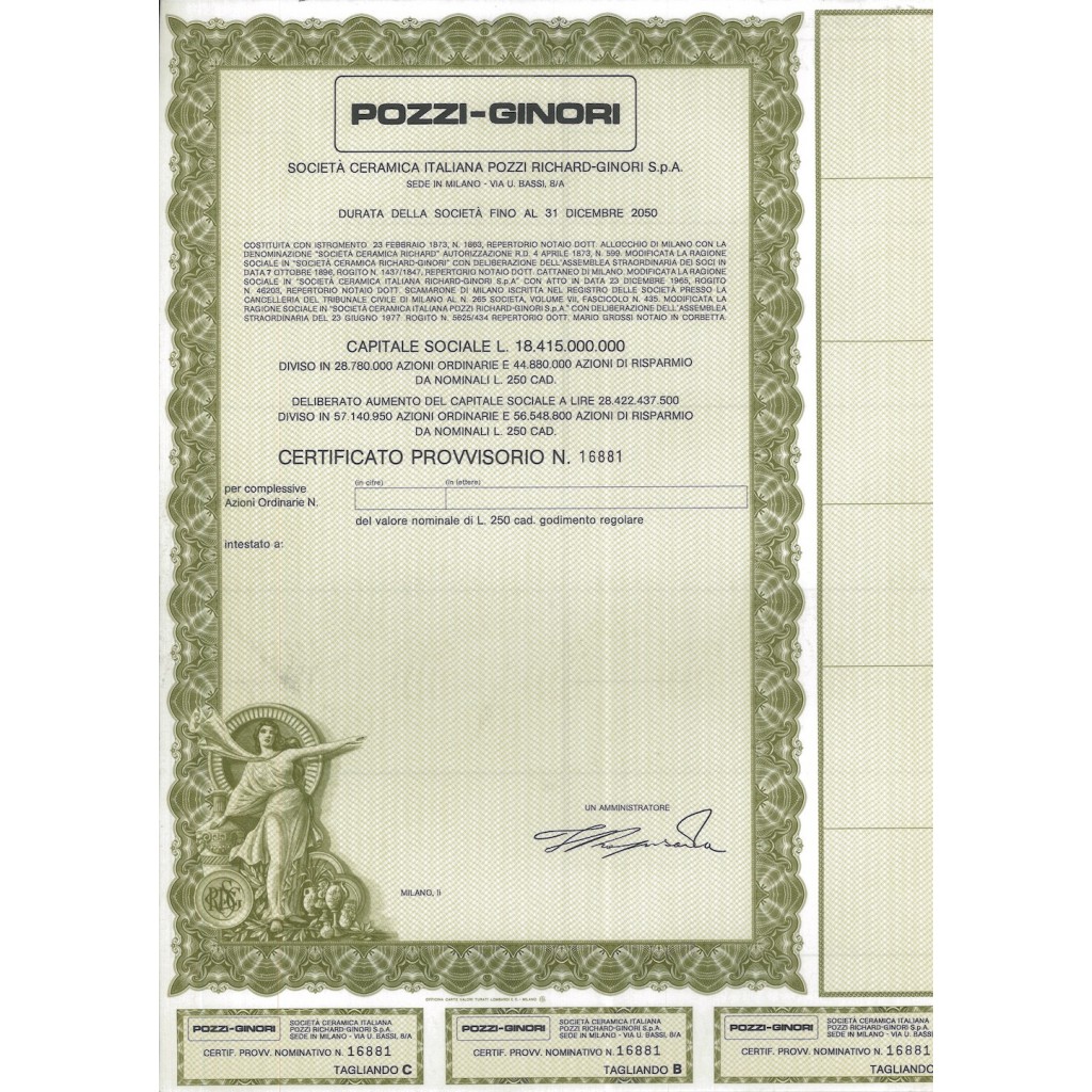 POZZI-GINORI CERTIFICATO PROVVISORIO VARIANTE 3 MILANO