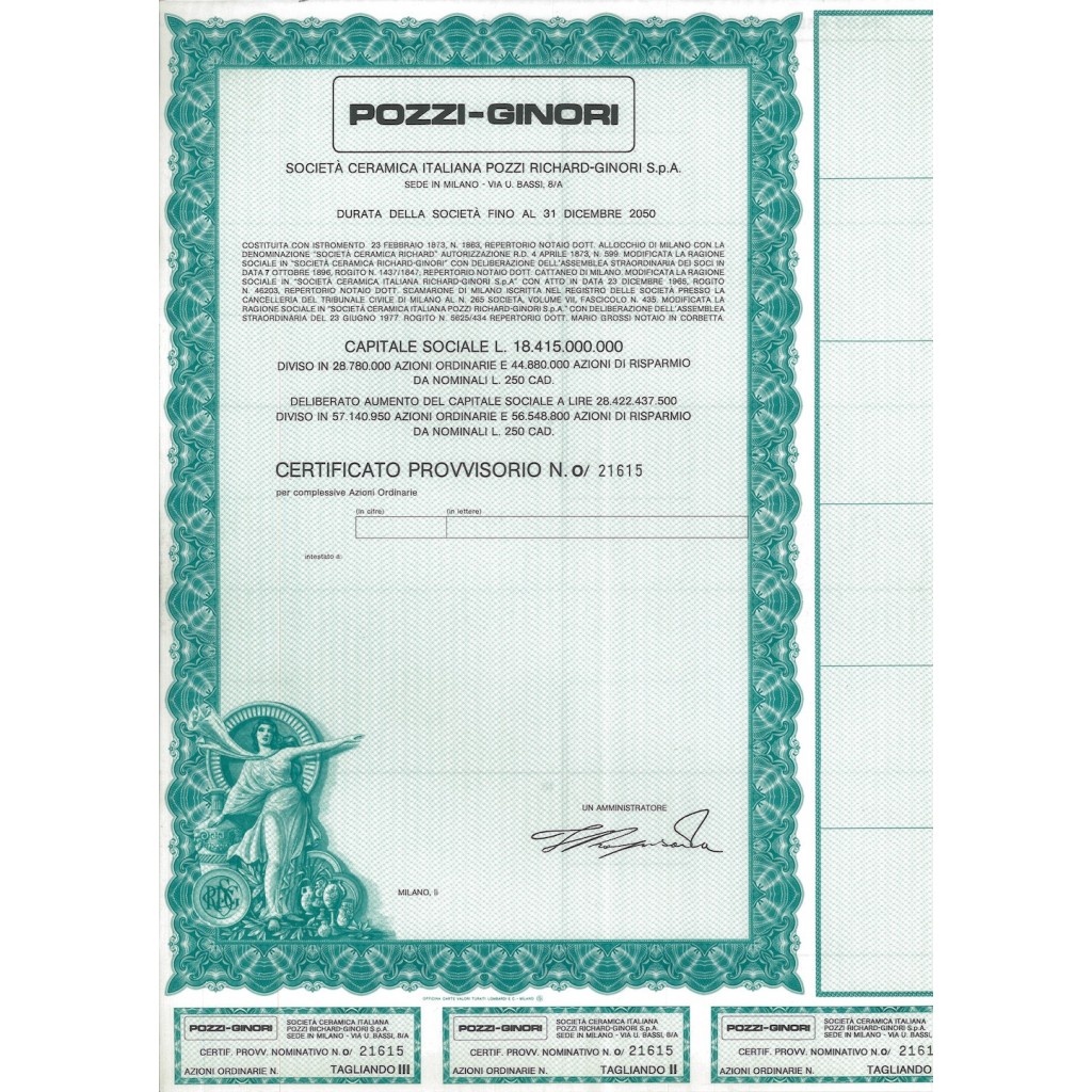 POZZI-GINORI CERTIFICATO PROVVISORIO VARIANTE 4 MILANO