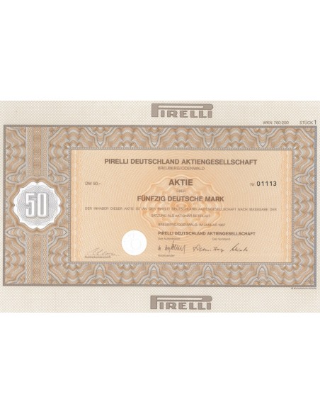 PIRELLI DEUTSCHLAND AKTIENGESELLSCHAFT - AKTIE BREUBERG 1987