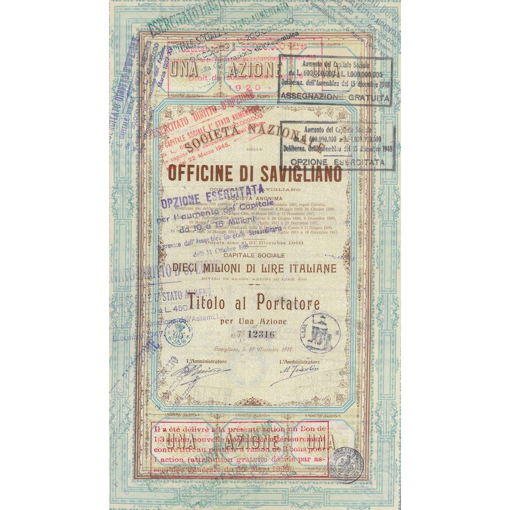 OFFICINE DI SAVIGLIANO 1 AZIONE 1917