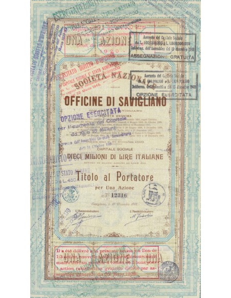OFFICINE DI SAVIGLIANO 1 AZIONE 1917
