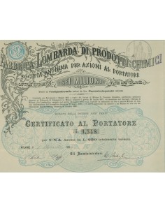 FABBRICA LOMBARDA DI PRODOTTI CHIMICI - 1 AZIONE MILANO 1884