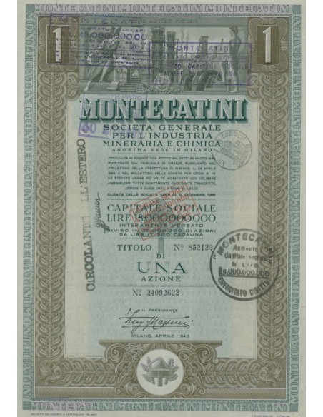 MONTECATINI - 1 AZIONE MILANO 1948