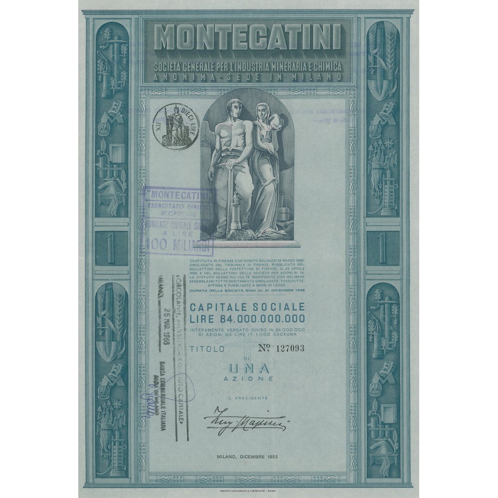 MONTECATINI - 1 AZIONE MILANO 1953