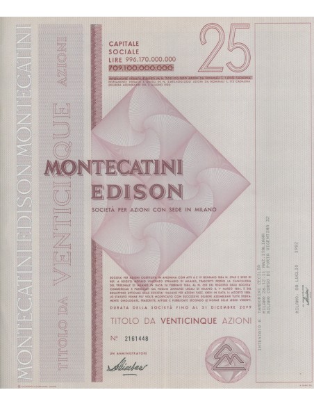 MONTECATINI EDISON - 25 AZIONI MILANO 1982