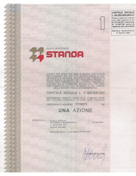 STANDA - UNA AZIONE MILANO 1987