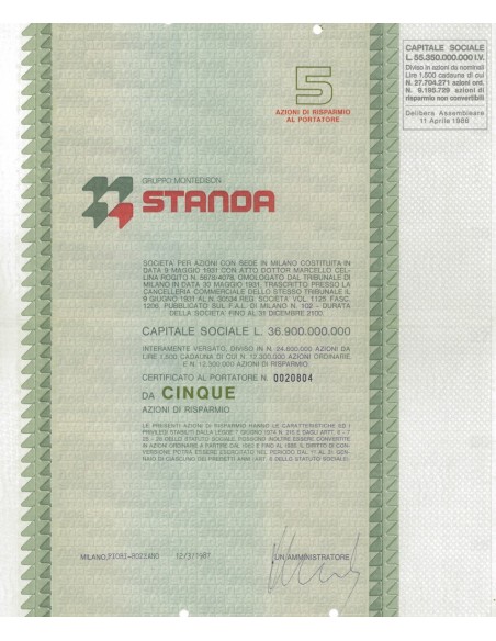 STANDA - 5 AZIONI MILANO 1987