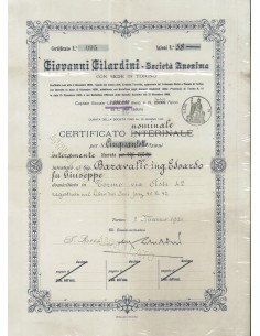 GIOVANNI GILARDINI - SOC. ANON. TORINO - 58 AZIONI - 1921