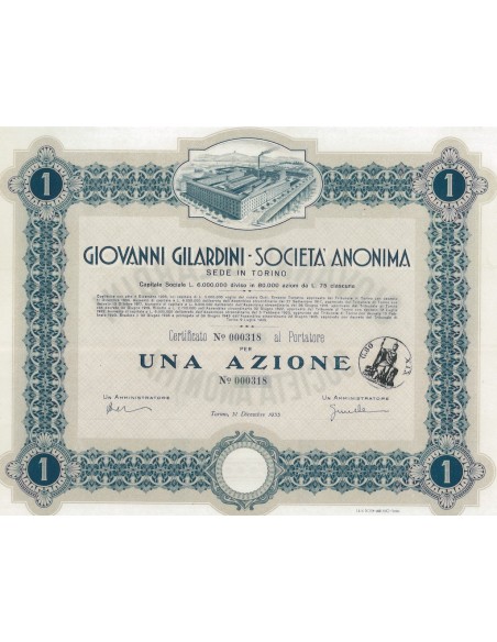 GIOVANNI GILARDINI - SOC. ANON. 1 AZIONE TORINO 1935