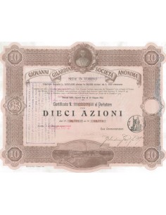 GIOVANNI GILARDINI -SOC. ANON. DIECI AZIONI TORINO 1911