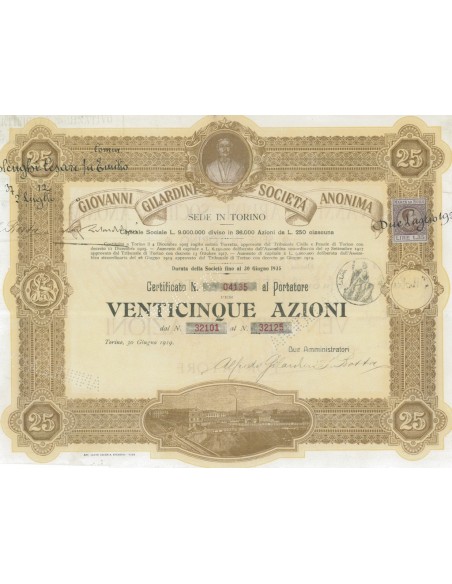 GIOVANNI GILARDINI - SOC. ANON. 25 AZIONI 1911