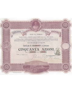 GIOVANNI GILARDINI - SOC. ANON. 50 AZIONI TORINO 1919