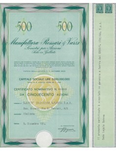 MANIFATTURA ROSSARI E VARZI - 500 AZIONI GALLIATE 1970