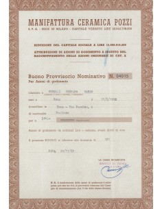 MANIFATTURA CERAMICA POZZI - 300 AZIONI ROMA 1969