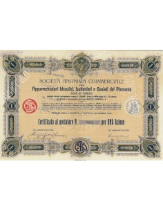 SOC. ANONIMA COMMERCIALE FRA APPARECCHIATORI IDR. LATT. E GAS. DEL PIEM. 1 AZIONE TORINO
