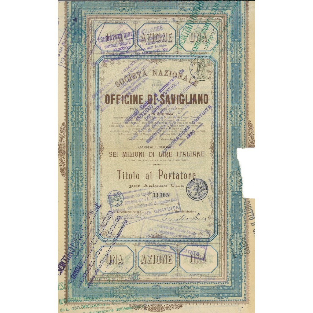OFFICINE DI SAVIGLIANO - 1 AZIONE 1911