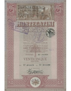 MONTECATINI - CAP.SOC. 30.000.000.000 25 AZIONI MILANO 1949