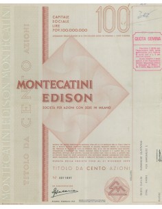 MONTECATINI EDISON - 100 AZIONI MILANO 1967