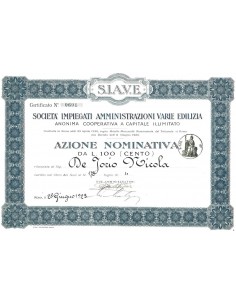 S.I.A.V.E. 1 AZIONE NOMINATIVA ROMA 1923
