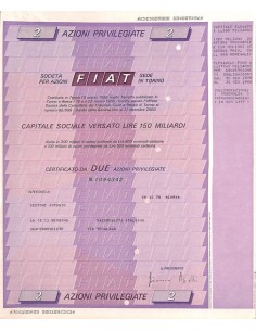 FIAT - 2 AZIONI PRIVILEGIATE TORINO 1978