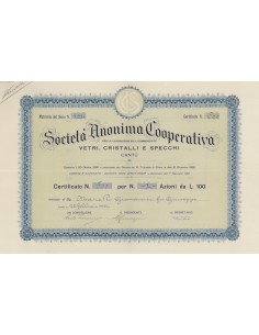 COOP. VETRI CRISTALLI E SPECCHI - 4 AZIONI CANTU' 1924