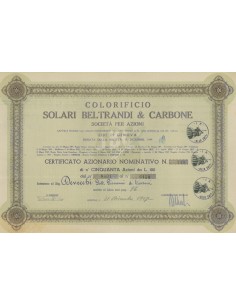 COLORIFICIO SOLARI BELTRANI E CARBONE - 50 AZIONI GENOVA 1947