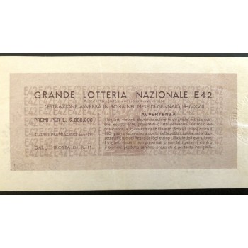 1939 GRANDE LOTTERIA NAZIONALE E42 ROMA XVIII SERIA AA LIRE 12 N:32643