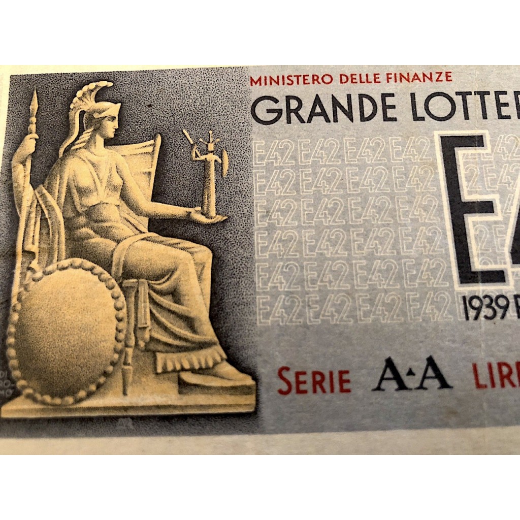 1939 GRANDE LOTTERIA NAZIONALE E42 ROMA XVIII...