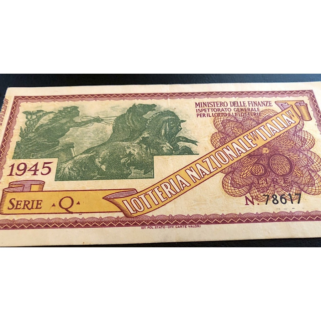 1945 LOTTERIA "ITALIA" SERIE Q LIRE 30 N:78617