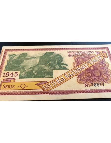 1945 LOTTERIA "ITALIA" SERIE Q LIRE 30 N:78617