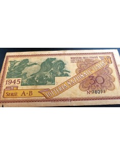 1945 LOTTERIA "ITALIA" SERIE Q LIRE 30 N:78071 2