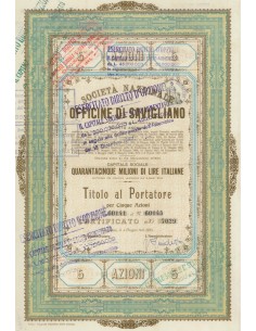 OFFICINE DI SAVIGLIANO - 5 AZIONI 1937