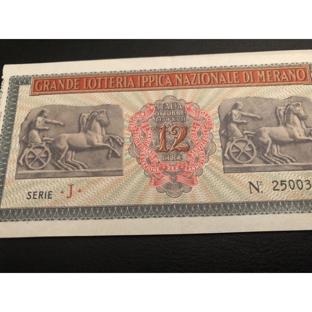 1939 GRANDE LOTTERIA IPPICA NAZIONALE IN MERANO...