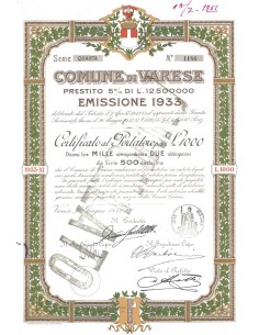COMUNE DI VARESE - 2 OBBLIGAZIONI - 1933