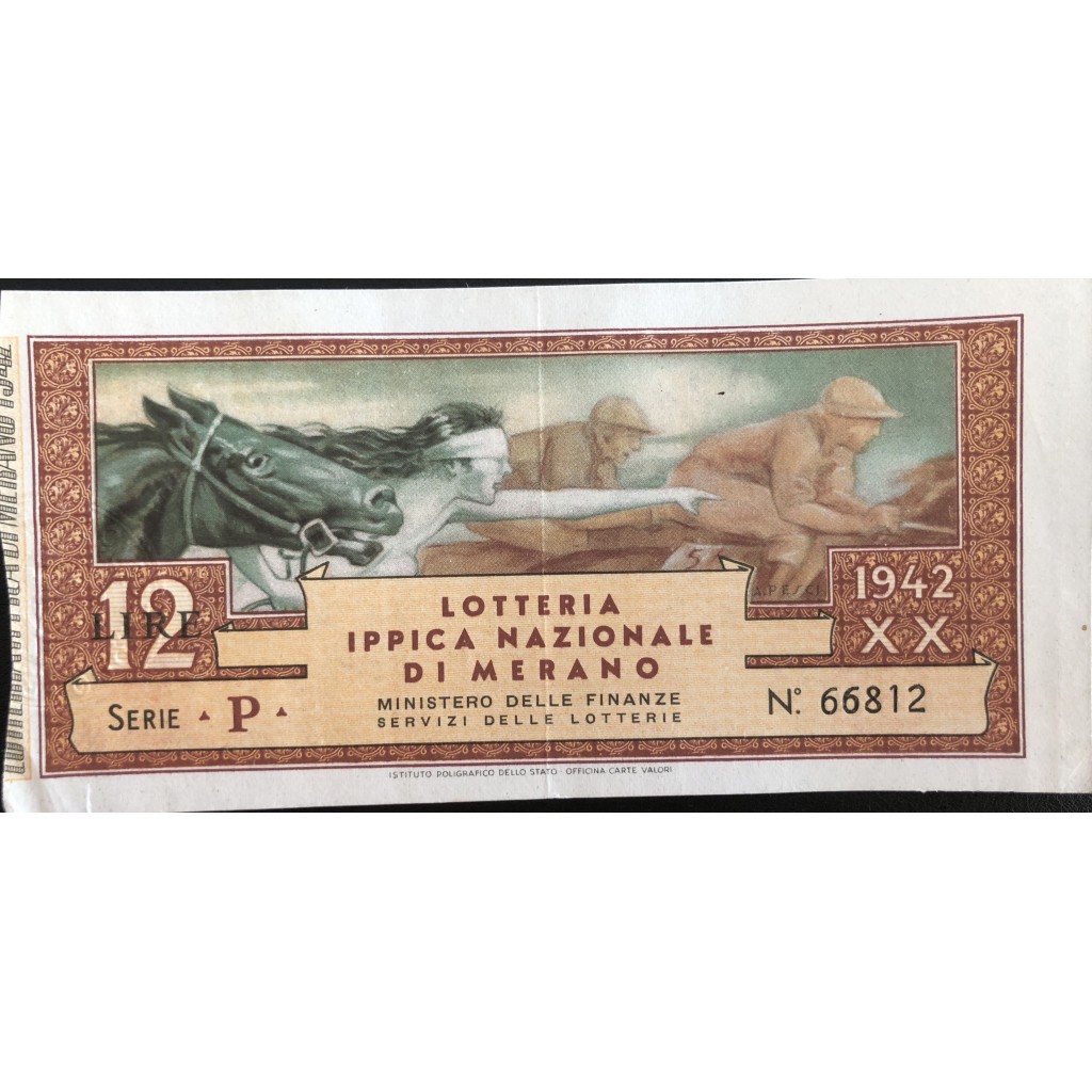 1942 GRANDE LOTTERIA IPPICA NAZIONALE IN MERANO...
