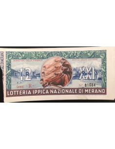 1943 GRANDE LOTTERIA IPPICA NAZIONALE IN MERANO LIRE 12...