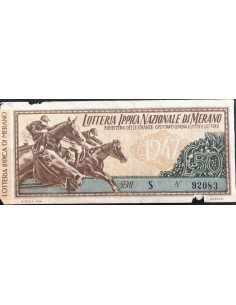 1947 GRANDE LOTTERIA IPPICA NAZIONALE IN MERANO LIRE 50...