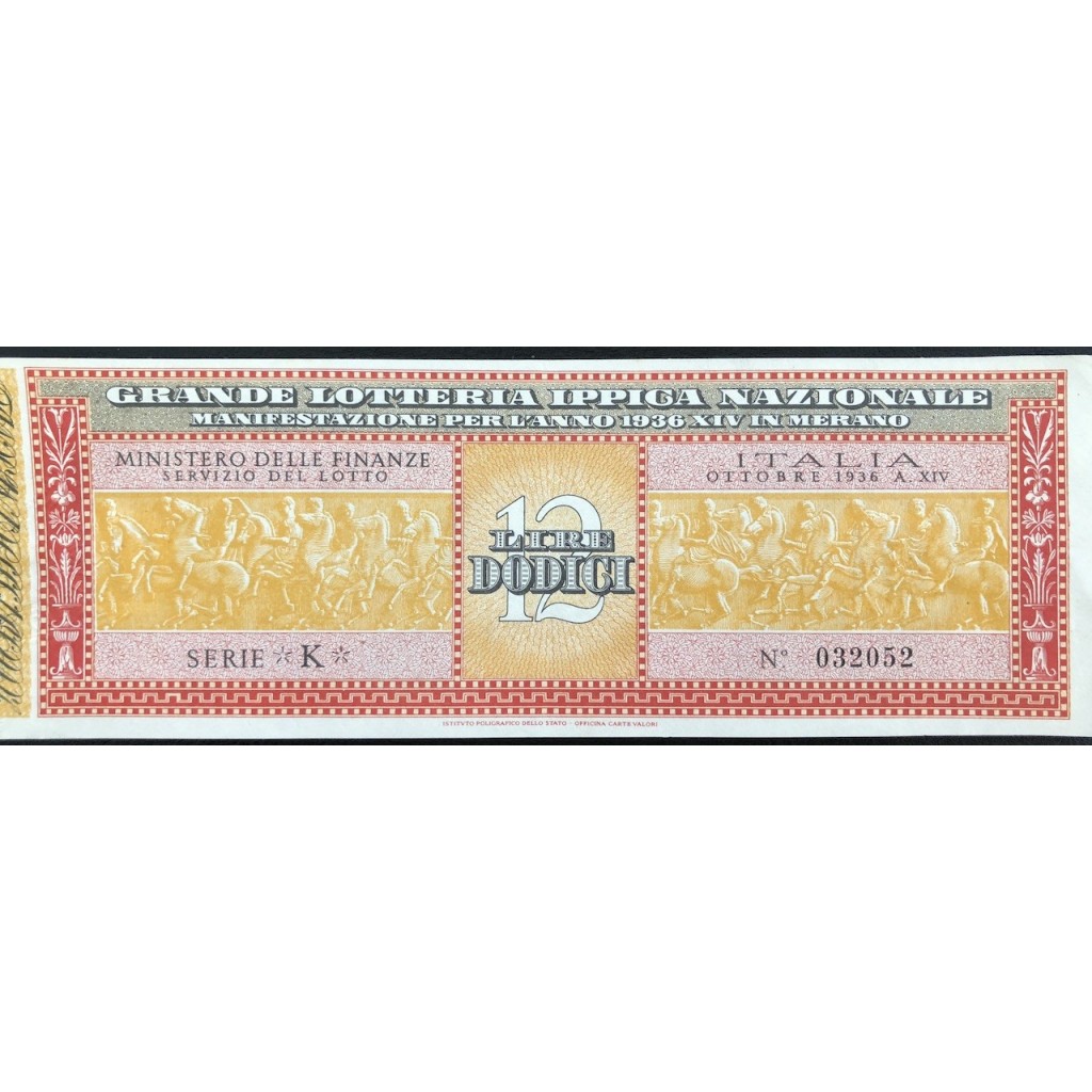 1936 GRANDE LOTTERIA IPPICA NAZIONALE MERANO...