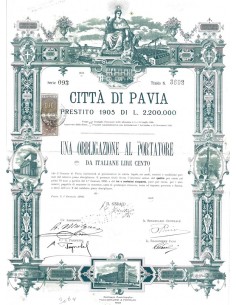 CITTA' DI PAVIA - 1 OBBLIGAZIONE 1906
