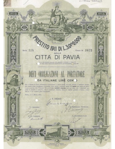 CITTA' DI PAVIA - 10 OBBLIGAZIONI 1911
