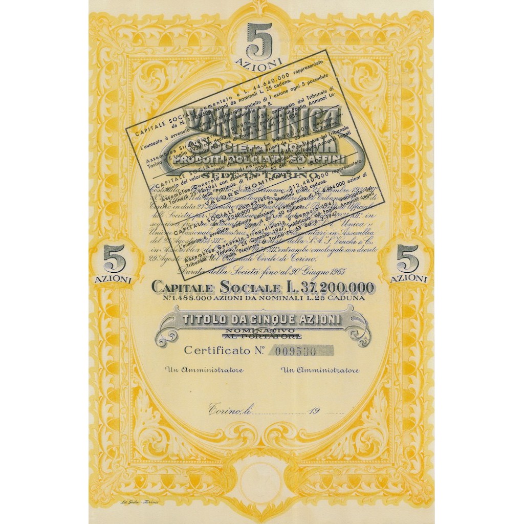 VENCHI-UNICA - 5 AZIONI TORINO 1934