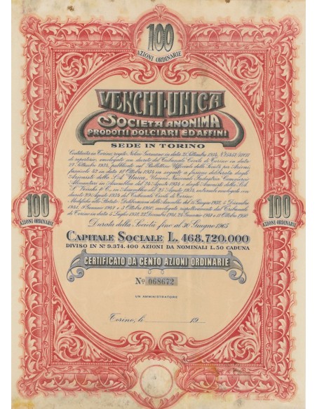 VENCHI-UNICA 100 AZIONI TORINO 1934