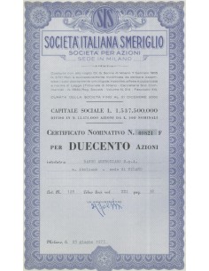 SOC. ITALIANA SMERIGLIO - 200 AZIONI MILAN 1973