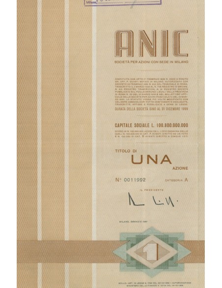 ANIC - 1 AZIONE MILANO 1967