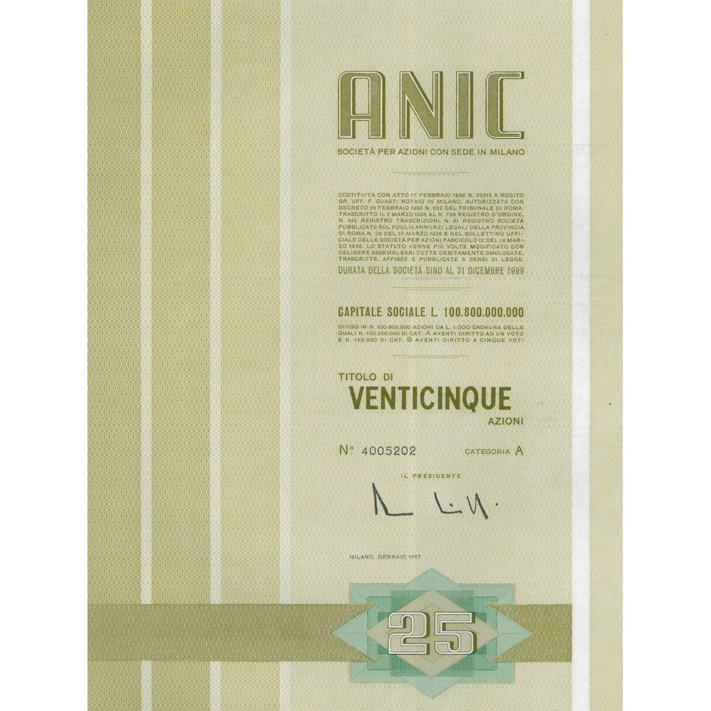ANIC - 25 AZIONI MILANO 1967