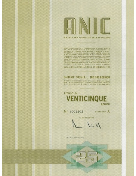 ANIC - 25 AZIONI MILANO 1967