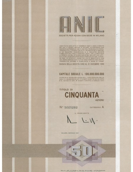 ANIC - 50 AZIONI MILANO 1967