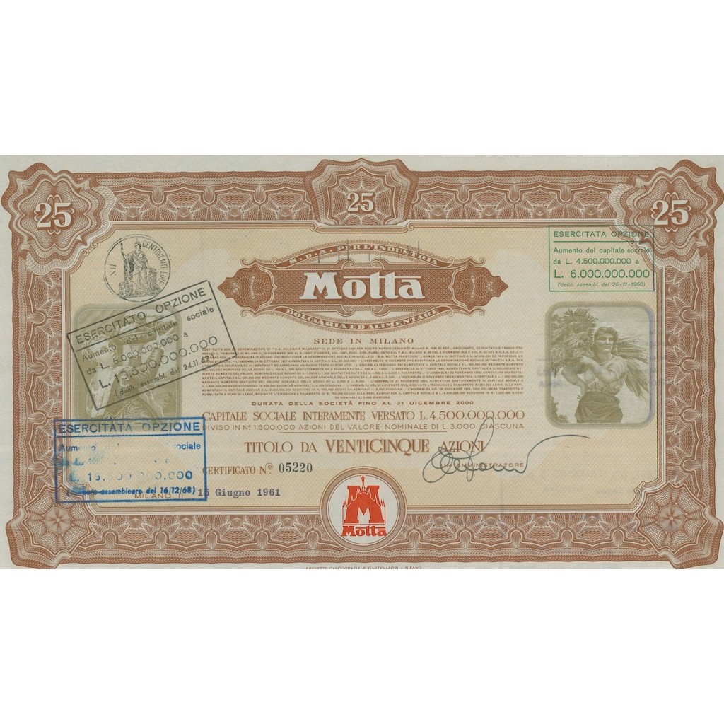 MOTTA - 25 AZIONI MILANO 1961